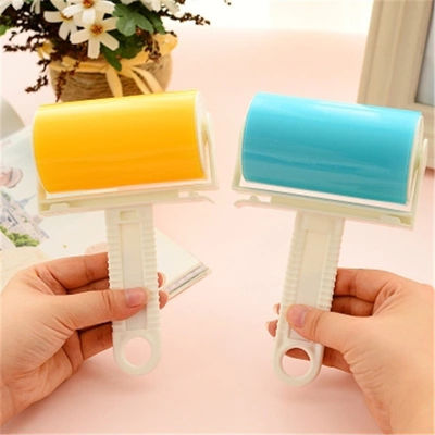 Blue Pet Hair Remover Lint Roller with Reusable Sticky Sheets and Washable Cover