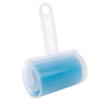 Blue Pet Hair Remover Lint Roller with Reusable Sticky Sheets and Washable Cover