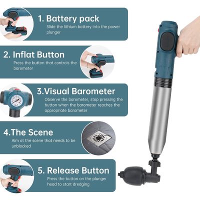 Household Stainless Steel High Pressure Inflator for Kitchen Sink Toilet Plunger Pump