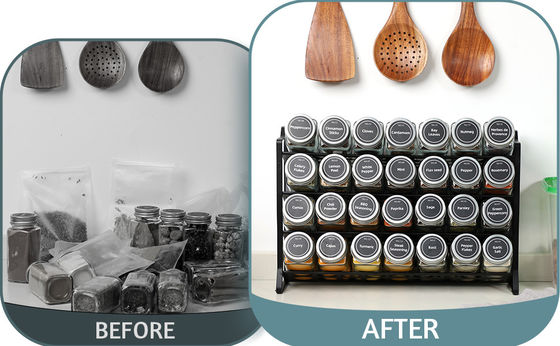 4 Layers Wire Iron Mesh Spice Jar Rack for Kitchen Organization Rack Size 30*9.8*23.3cm