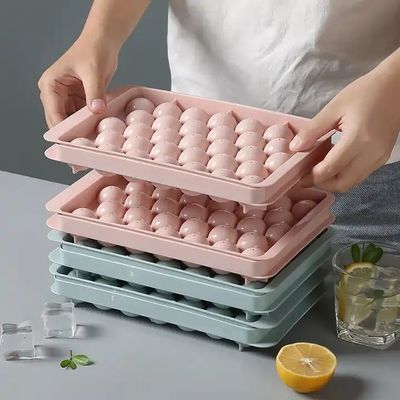 PP 33 Cavity Circle Round Ball Ice Cube Tray Sphere Plastic Ice Ball Maker Mold with Lid