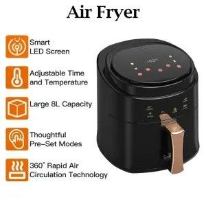 8L 1400W Smart Touch Screen Custom Oil Free Electric Deep Fryer Hot Air Fryer Suitable