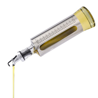 Stainless Steel Double Glass Seasoning Container Kitchen Olive Oil Spray Bottle with Scale