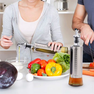 Stainless Steel Double Glass Seasoning Container Kitchen Olive Oil Spray Bottle with Scale