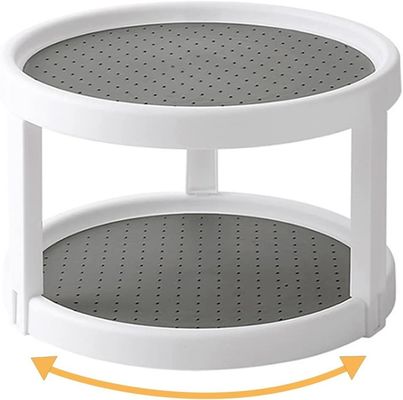 2 Layers Kitchen Spices Rotating Storage Rack for Easy Access to Spices and Toiletries