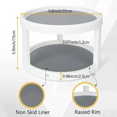 2 Layers Kitchen Spices Rotating Storage Rack for Easy Access to Spices and Toiletries