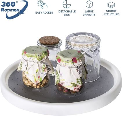 2 Layers Kitchen Spices Rotating Storage Rack for Easy Access to Spices and Toiletries