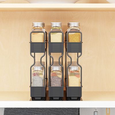 Efficiently Organize Your Bathroom with 2 Layers Sliding Pull Out Spice Rack Organizer