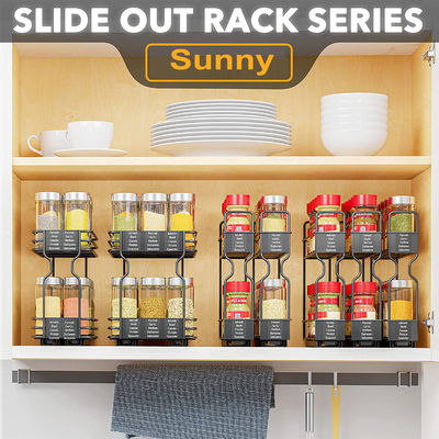 Efficiently Organize Your Bathroom with 2 Layers Sliding Pull Out Spice Rack Organizer