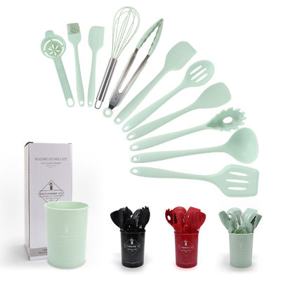 Kitchen Silicone Spatula Set with Storage Bucket 12-Piece Baking Cookware Non-Stick Tools