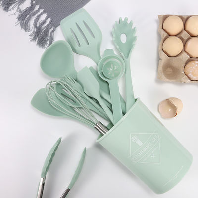 Kitchen Silicone Spatula Set with Storage Bucket 12-Piece Baking Cookware Non-Stick Tools