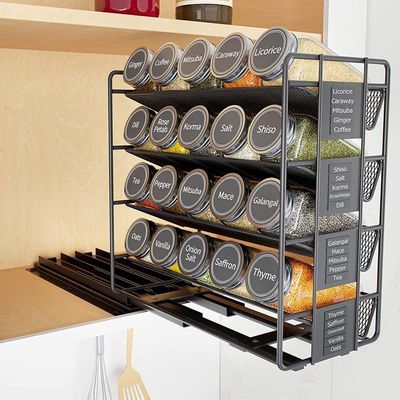 Practical 4 Layer Pull Out Spice Organizer for Cabinets and Kitchen Organization