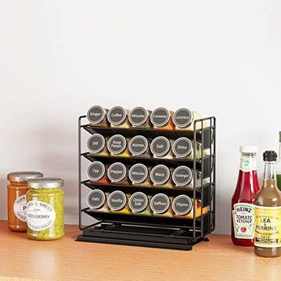 Practical 4 Layer Pull Out Spice Organizer for Cabinets and Kitchen Organization