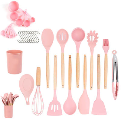 Silicone Cookware Set 33-Piece Utensils with Non-stick Spatula and Wooden Handle