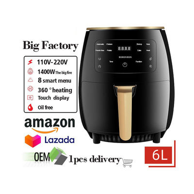 Customized 1400W 6L Capacity Multi-Functional Air Fryer Pot for Making Frying Food