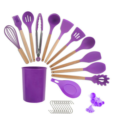 Silicone Cookware Set 33-Piece Utensils with Non-stick Spatula and Wooden Handle