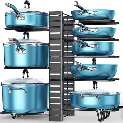 Adjustable Kitchen Cabinet Pot and Pan Organizer 8 Tier Rack with 3 DIY Methods