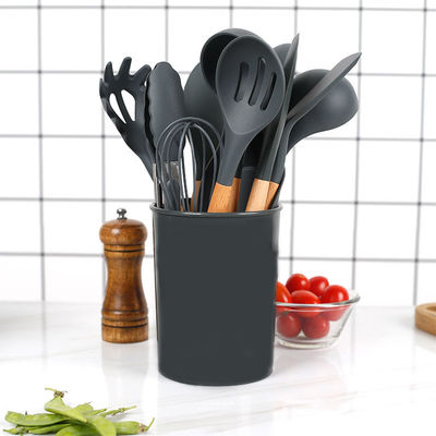 18-Piece Green Silicone Cookware Set with Storage Bucket Non-stick Spatula Included