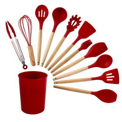 18-Piece Green Silicone Cookware Set with Storage Bucket Non-stick Spatula Included