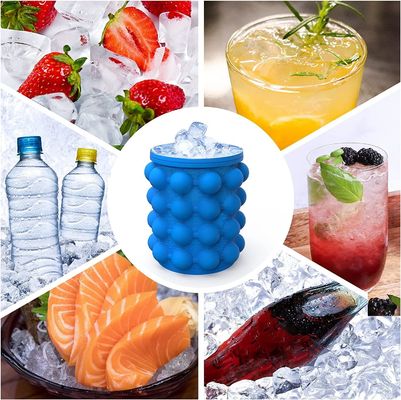 267 Grams Portable Silicone Half Round Space Saving Ice Bucket with Lid Blue/Red/Yellow