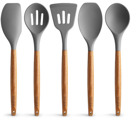 High Temperature Cooking Utensil Set for Kitchen 5 Piece Non-Stick Silicone Spatula Spoon