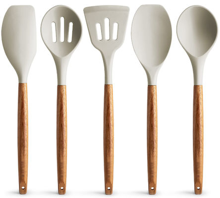 High Temperature Cooking Utensil Set for Kitchen 5 Piece Non-Stick Silicone Spatula Spoon