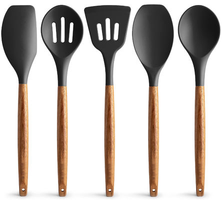 High Temperature Cooking Utensil Set for Kitchen 5 Piece Non-Stick Silicone Spatula Spoon