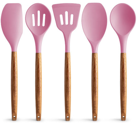 High Temperature Cooking Utensil Set for Kitchen 5 Piece Non-Stick Silicone Spatula Spoon