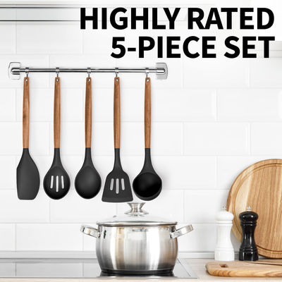 High Temperature Cooking Utensil Set for Kitchen 5 Piece Non-Stick Silicone Spatula Spoon