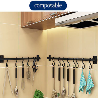 Novelty Hooks 30cm Metal Rod Non Perforated Spice Storage for Kitchen Utensil Hanging