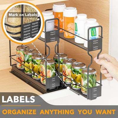 Customized Logo Kitchen Spice Bottle Jars 2 Layers Slide Storage Rack for Home Cabinet
