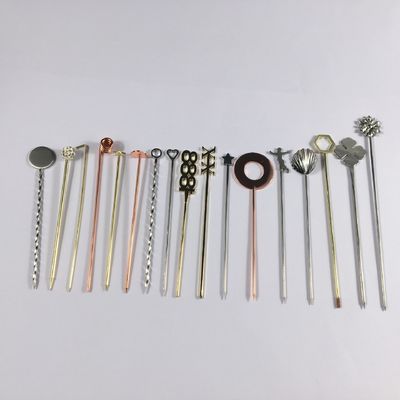 304 Stainless Steel Cocktail Pins Swizzle Stick for Reusable Small Paddles Custom Pins