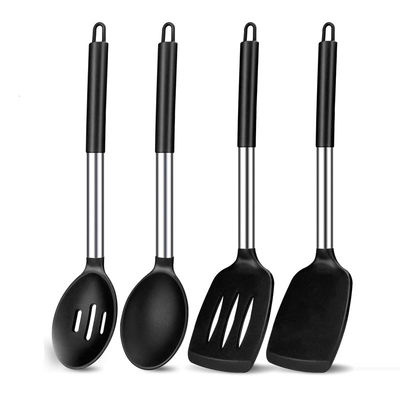 Cooking Essentials Non-Stick Spatula and Leaking Spoon Set with Stainless Steel Rod