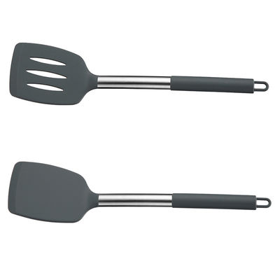 Cooking Essentials Non-Stick Spatula and Leaking Spoon Set with Stainless Steel Rod