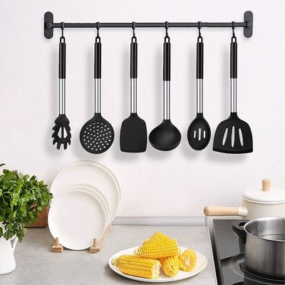 Cooking Essentials Non-Stick Spatula and Leaking Spoon Set with Stainless Steel Rod