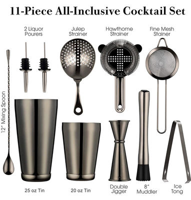 Classic Design 11-Piece Bartender Kit Cocktail Smoker Set 750ml/600ml for Manufacture