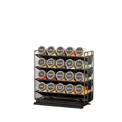 25.6*13*26cm Black Kitchen Sliding Rail Spice Rack Multi-Layer Storage Iron Organizer