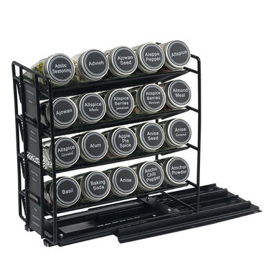 25.6*13*26cm Black Kitchen Sliding Rail Spice Rack Multi-Layer Storage Iron Organizer