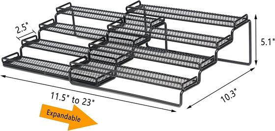 Food Iron Baked Lacquer Spice Rack Organizer for Cabinet 4 Tier Step Shelf Holder
