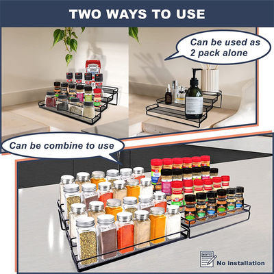 Food Iron Baked Lacquer Spice Rack Organizer for Cabinet 4 Tier Step Shelf Holder