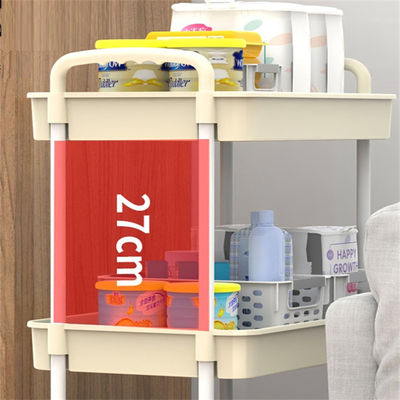 Functional Design Two Tier Storage Shelf With Wheels for Kitchen Bathroom and Bedroom