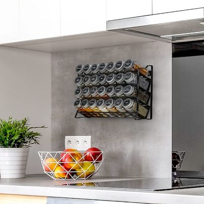 3-Tier Spice Rack Standing Type Metal Seasoning Bottle Organizer for Kitchen Counter