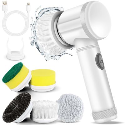 8 in 1 Electric Spin Scrubber for Kitchen Bathroom and Dishwashing Sink Cleaning