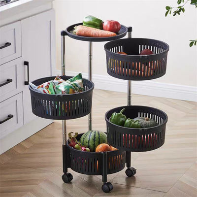 Versatile Organization Kitchen Storage Rack with Five Layers and Black Round Baskets