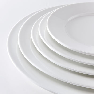 Stocked White Ceramic Dinner Plates for Restaurant Hotel Dinnerware Collection