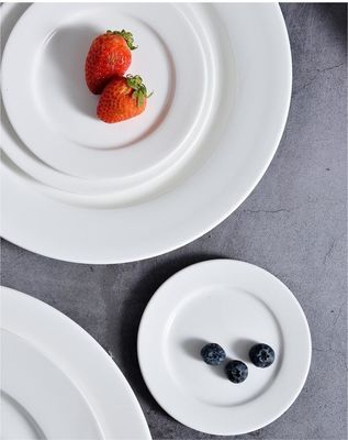 Stocked White Ceramic Dinner Plates for Restaurant Hotel Dinnerware Collection