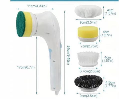 Sponge Style 5 in 1 Cleaning Brush Electric Spin Scrubber for Kitchen and Bathroom