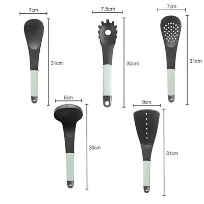 Effortlessly Access Utensils with 6-Piece Nylon Set and Rotating Storage Stand