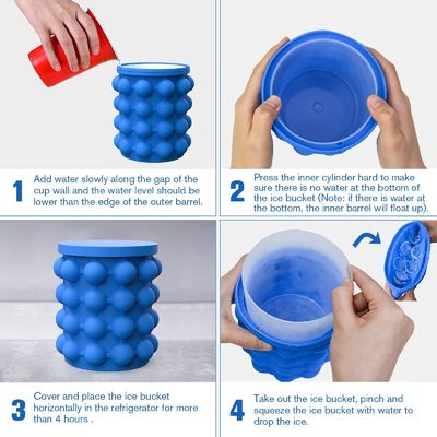 Custom Logo Portable Half Round Ice Chips Ice Bucket with Lid Pub Occasion Blue and Red