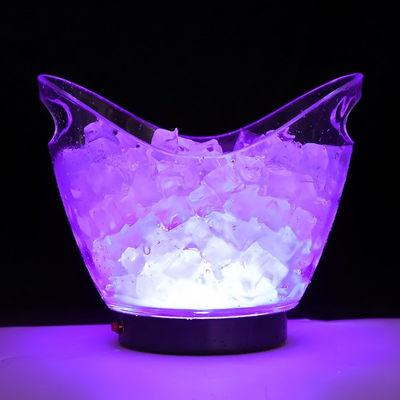 Ice Buckets Tongs Type Large Plastic Beer Container with Handles and LED Lighting